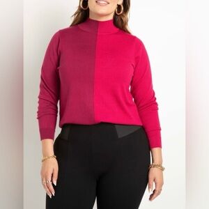 Eloquii Vertical Colorblocked Long Sleeve Shirt